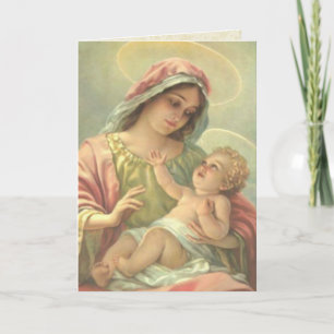 Carte FILLE BAPTISME Vierge Marie avec le Saint-Christ E