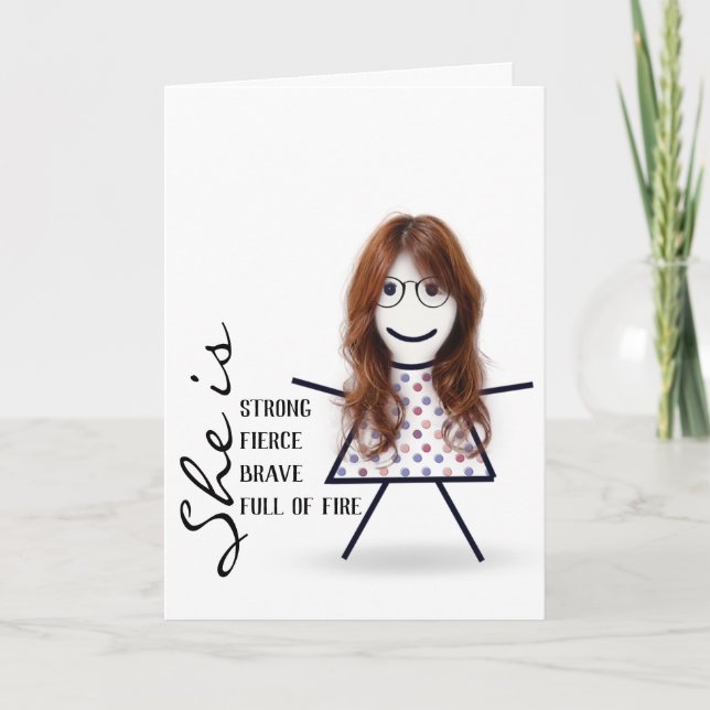 Carte Fille Bâton avec Cheveux pour Maman  (Devant)