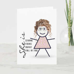 Carte Fille Bâton avec Cheveux Pour Sœur