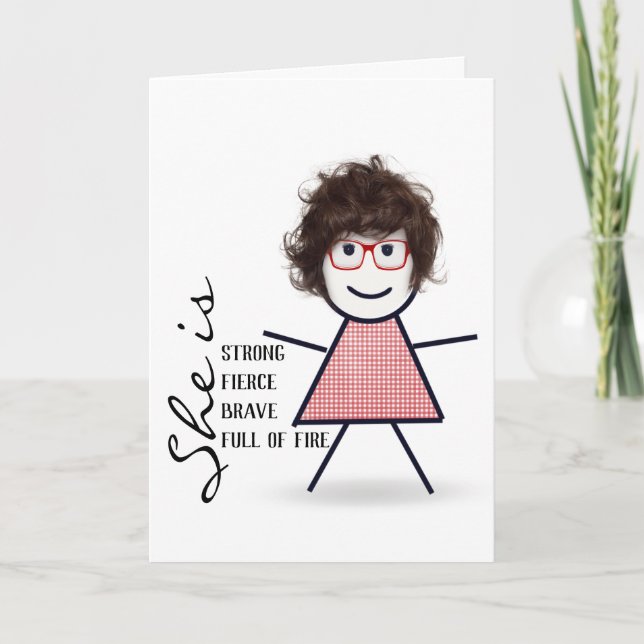 Carte Fille Bâton avec Cheveux Pour Sœur (Devant)