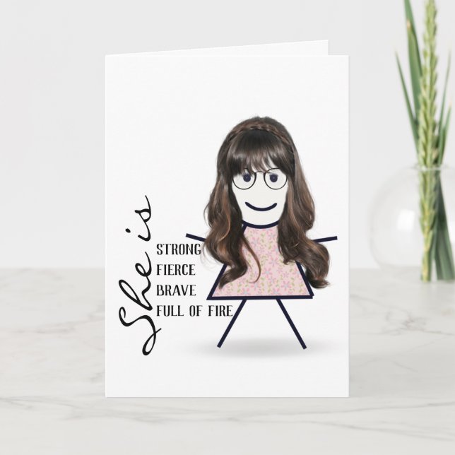 Carte Fille Bâton avec de longs cheveux pour sœur  (Devant)