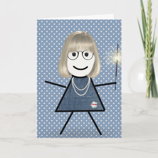 Carte Fille Bâton de la Fête des Mères avec Étoile Lumin (Devant)
