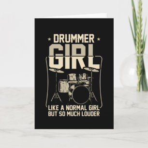 Carte Fille batteur   Drums Drummer Cadeau