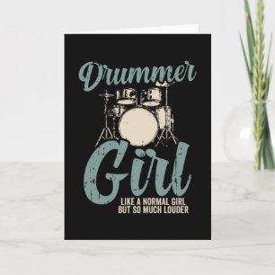 Carte Fille batteur   Drums Drummer Cadeau