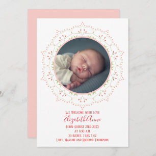Carte Fille bébé moderne Blush Rose Simple Élégant