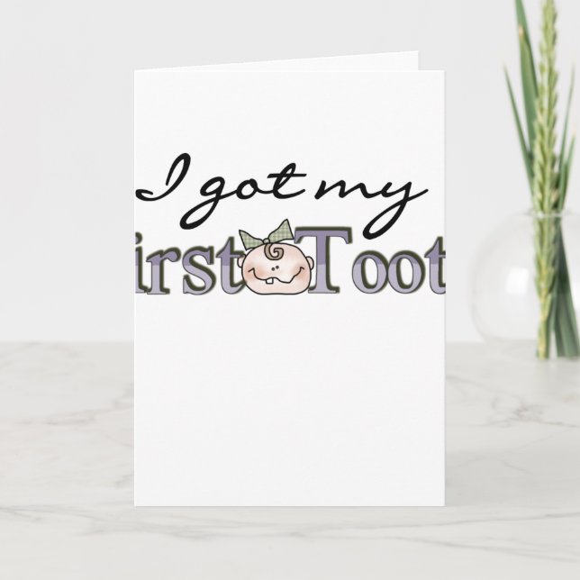 Carte Fille bébé première dent (Devant)