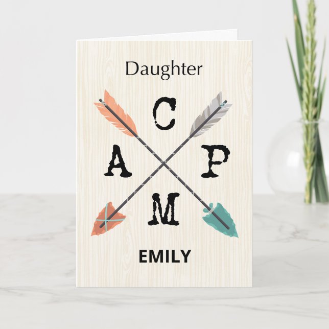 Carte Fille Camp Personnaliser Nom Flèches (Devant)
