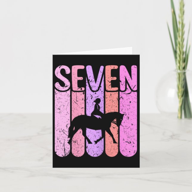 Carte Fille Chevalière 7e Anniversaire Équitation  (Devant)