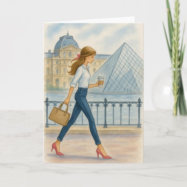 Carte Fille Chic de Paris par Le Louvre (Devant)
