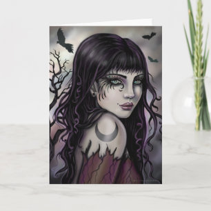 Carte Fille corbeau Fantaisie œuvre d'art par Molly Harr