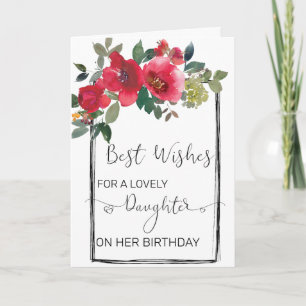 Carte Fille Custom Floral Aquarelle Anniversaire