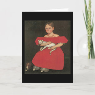Carte Fille d'Ammi Phillips en rouge avec son chat et