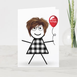 Carte Fille d'anniversaire avec ballon rouge