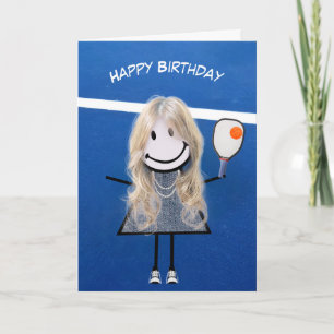 Carte Fille d'anniversaire avec Pickleball Paddle et Bal