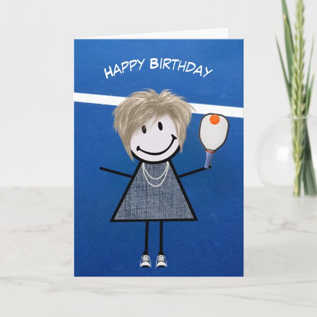 Carte Fille d'anniversaire avec Pickleball Paddle et Bal (Devant)