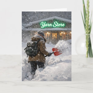 Carte Fille d'anniversaire déblayant la neige jusqu'à un