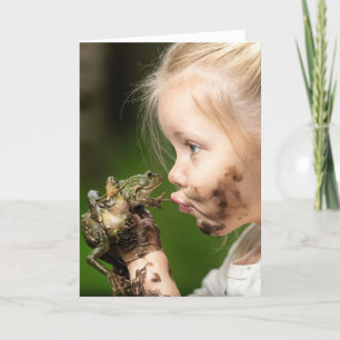 Carte Fille d'anniversaire embrasser une grenouille