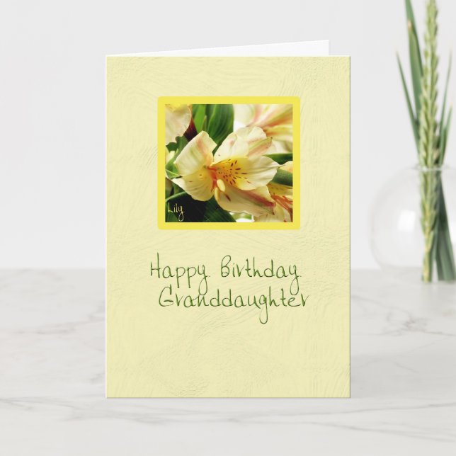 Carte Fille d'anniversaire Lily jaune (Devant)