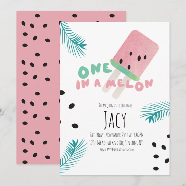 Carte Fille d'anniversaire Pastèque / Une dans un Melon (Devant / Derrière)