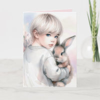 Fille d'anniversaire tenant un lapin d'animal