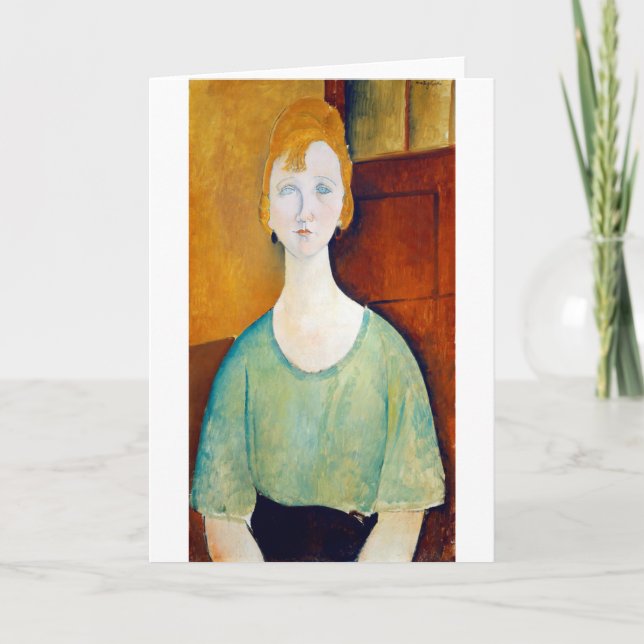 Carte Fille dans une blouse verte, Modigliani (Devant)