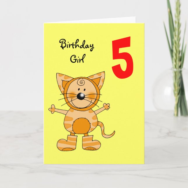 Carte fille de 5 ans (Devant)