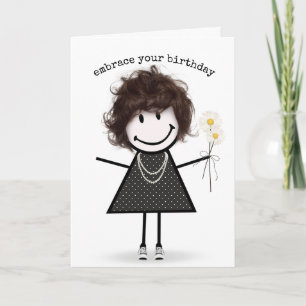 Carte Fille de bâtonnets d'anniversaire avec des marguer