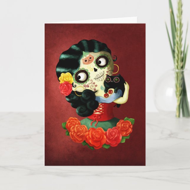 Carte Fille de Catrina de Mexicain de Dia de Los Muertos (Devant)