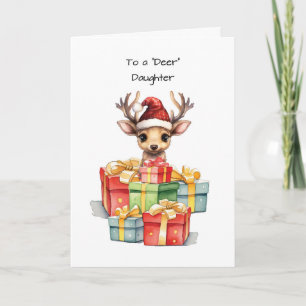 Carte Fille de cerf Jolie Noël Piles d'amour