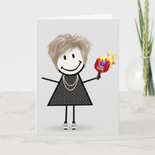 Carte Fille de dessin animé bâton d'anniversaire pour pi