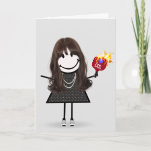 Carte Fille de dessin animé bâton d'anniversaire pour pi