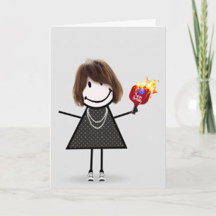Carte Fille de dessin animé bâton d'anniversaire pour pi