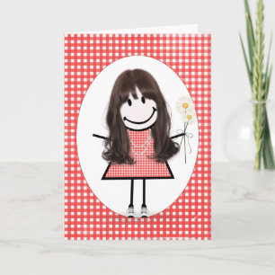 Carte Fille de dessin animé bonhomme allumette d'anniver