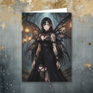 Carte Fille de fée d'anime gothique En pensant à toi