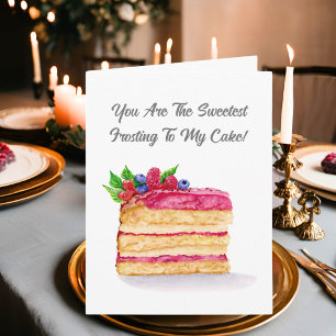 Carte Fille de gâteau de framboise à l'aquarelle