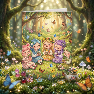 Carte Fille de la Fête d'Anniversaire de la Forêt Enchan