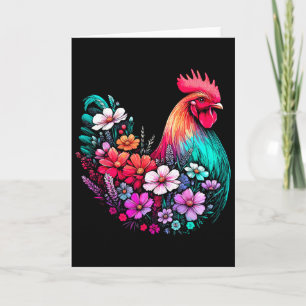 Carte Fille de poulet floral fleur