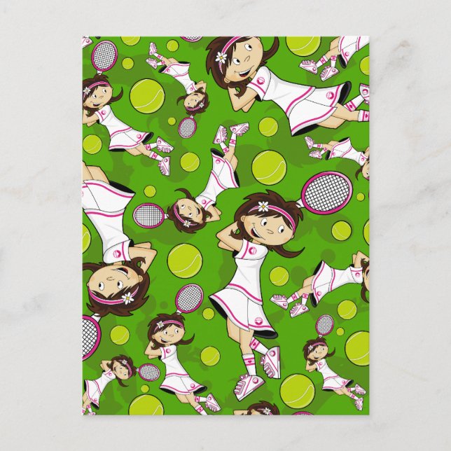 Carte fille de tennis mignonne (Devant)