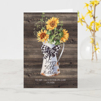 Carte Fille de tournesol rustique en droit 50e anniversa