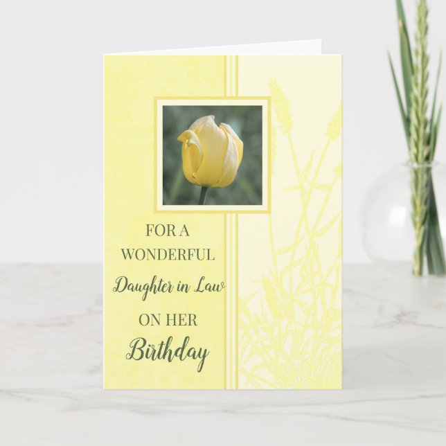 Carte Fille des Tulipes Jaunes en droit Anniversaire (Devant)