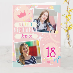 Carte fille Doodle Rainbow 18e Anniversaire Photo