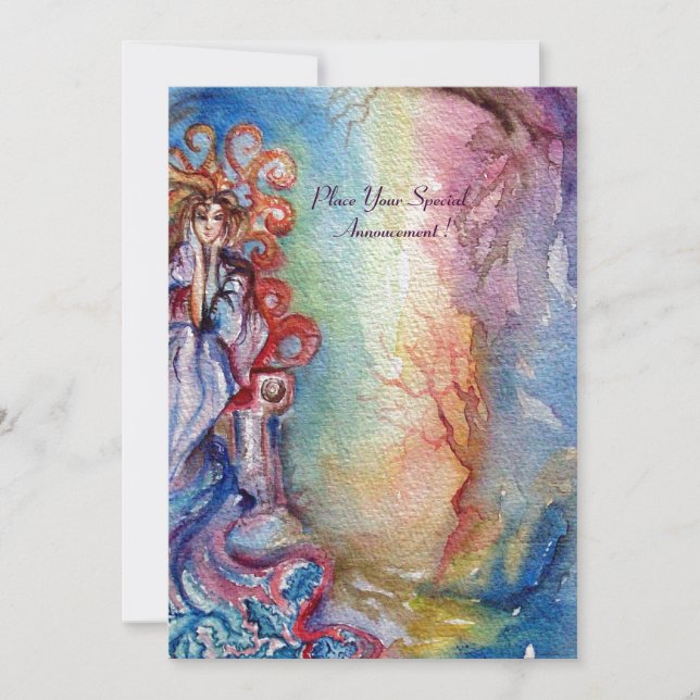 Carte FILLE DU LAC Arthurian Légende Aquarelle (Devant)