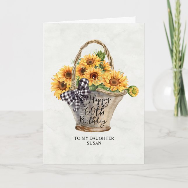 Carte Fille du panier de tournesol 60e anniversaire (Devant)