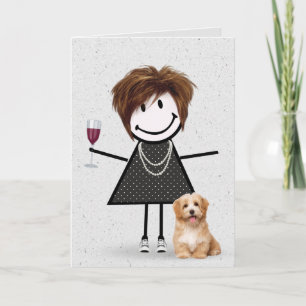 Carte Fille en bâtonnets d'anniversaire avec chien