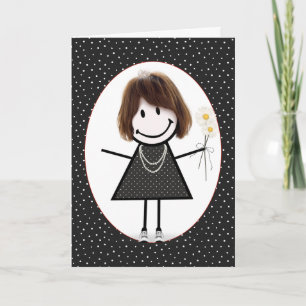 Carte Fille en bâtonnets d'anniversaire avec des marguer