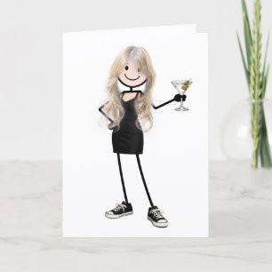 Carte Fille en bâtonnets d'anniversaire avec Martini