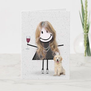 Carte Fille en bâtonnets d'anniversaire avec Retriever d