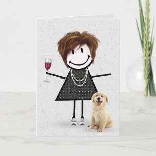 Carte Fille en bâtonnets d'anniversaire avec Retriever d