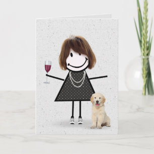 Carte Fille en bâtonnets d'anniversaire avec Retriever d