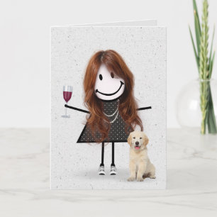 Carte Fille en bâtonnets pour anniversaire avec Retrieve